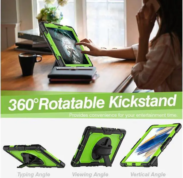 Alt view image 5 of 7 - BONAEVER Case for Samsung Galaxy Tab A8 10.5 inch 2022 (SM-X200/ SM-X205/ SM-X207) with Screen Protector [360 Degree Rotatable Stand & Hand Strap] Pen Holder Shoulder Strap for Galaxy Tab A8 10.5 2022