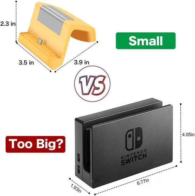 Alt view image 2 of 6 - BONAEVER Nintendo Switch Dock Mini Portable Charging Stand with USB Type C Port Replacement Charging Dock Station for Nintendo Switch Switch Lite