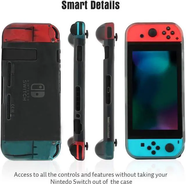 Alt view image 3 of 7 - BONAEVER Protective Case Cover for Nintendo Switch Comfortable Soft TPU Grip Case Ergonomic Anti-Scratch Shock-Absorption Cover for Nintendo Switch 2017 with 8 Thumb Grips Caps