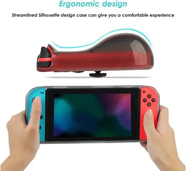 Alt view image 4 of 7 - BONAEVER Protective Case Cover for Nintendo Switch Comfortable Soft TPU Grip Case Ergonomic Anti-Scratch Shock-Absorption Cover for Nintendo Switch 2017 with 8 Thumb Grips Caps