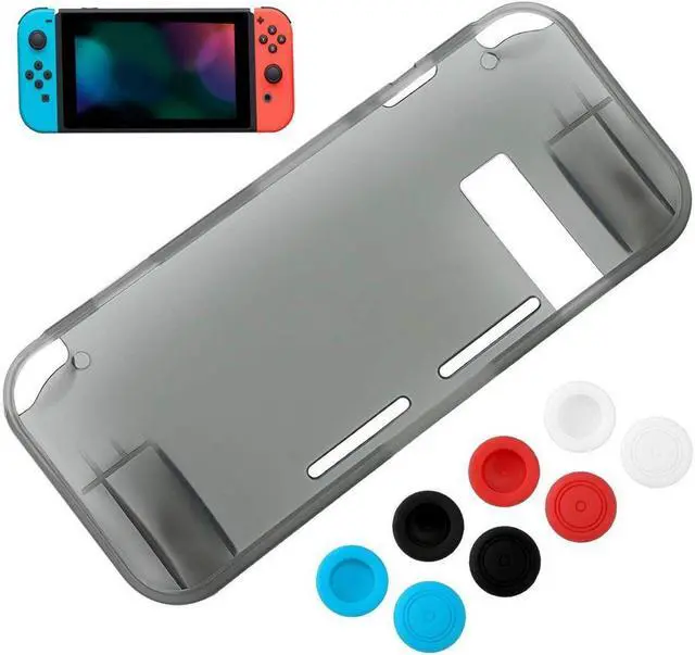 Alt view image 6 of 7 - BONAEVER Protective Case Cover for Nintendo Switch Comfortable Soft TPU Grip Case Ergonomic Anti-Scratch Shock-Absorption Cover for Nintendo Switch 2017 with 8 Thumb Grips Caps