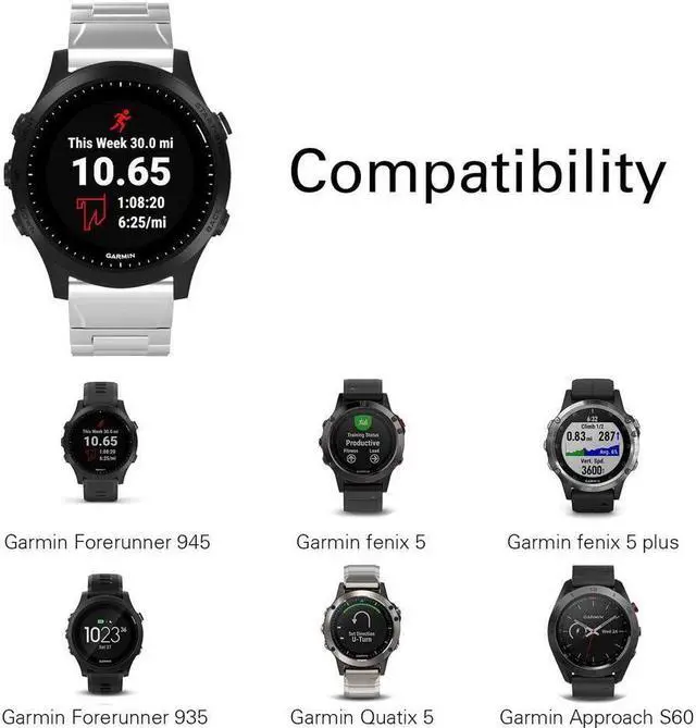 Alt view image 2 of 7 - BONAEVER B Replacement For Garmin Fenix 5 / 5 Plus / Forerunner 935 / 945 Premium Standainless Standeel Metal Watch B with Quick Release Connector Fit Fenix 5 / 5 Plus / Forerunner 935 945