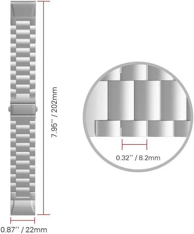 Alt view image 6 of 7 - BONAEVER B Replacement For Garmin Fenix 5 / 5 Plus / Forerunner 935 / 945 Premium Standainless Standeel Metal Watch B with Quick Release Connector Fit Fenix 5 / 5 Plus / Forerunner 935 945