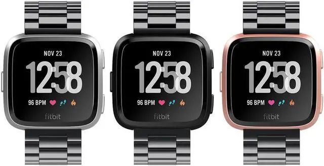 Alt view image 3 of 7 - BONAEVER Metal B For Fitbit Versa B s Men Black Solid Standainless Standeel Versa Special Edition Strap Business Bracelet for Fitbit Versa / Special Edition / Lite Edition Smartwatch