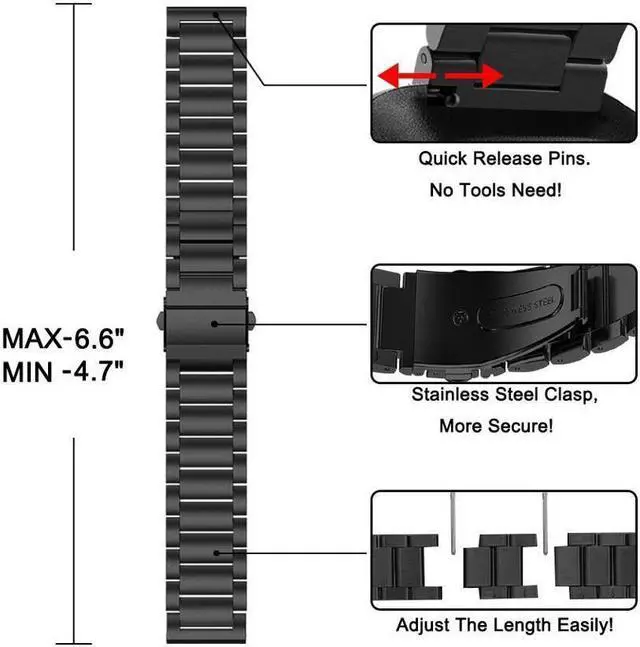 Alt view image 4 of 7 - BONAEVER Metal B For Fitbit Versa B s Men Black Solid Standainless Standeel Versa Special Edition Strap Business Bracelet for Fitbit Versa / Special Edition / Lite Edition Smartwatch