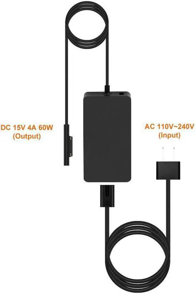 Alt view image 4 of 7 - BONAEVER 15V 4A Surface 65W Charger for Surface Book Power Supply Laptop 2 Surface Pro 6 5 4 3 Go Surface Book 2 Microsoft 1706 Surface 65W Power Ac Adapter Cord with 5V USB Port US Extension Cord