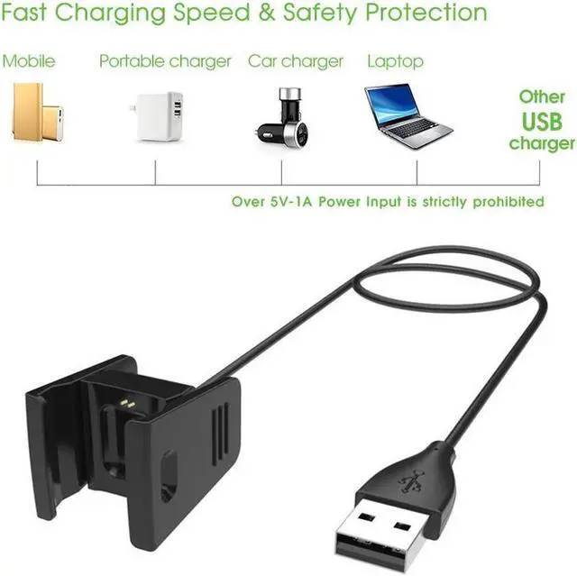 Alt view image 3 of 6 - BONAEVER Fitbit Charge 2 Charger 2Pcs Replacement USB Charger Charging Cable for Fitbit Charge 2 with Cable Cradle Dock Adapter for Fitbit Charge 2 Smart Watch - 3.3 feet +1.6 feet