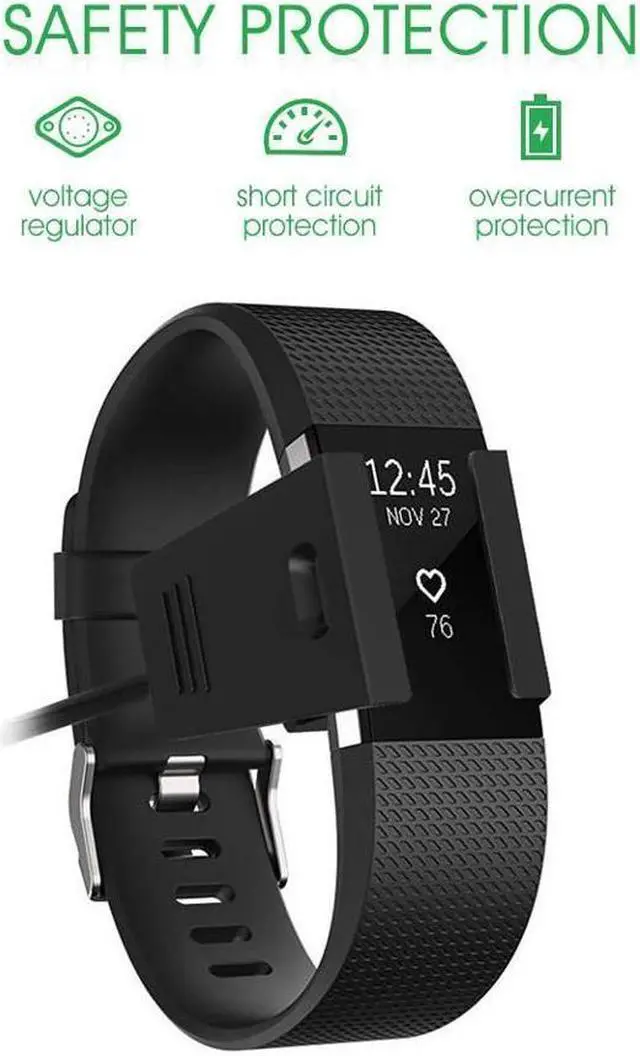 Alt view image 4 of 6 - BONAEVER Fitbit Charge 2 Charger 2Pcs Replacement USB Charger Charging Cable for Fitbit Charge 2 with Cable Cradle Dock Adapter for Fitbit Charge 2 Smart Watch - 3.3 feet +1.6 feet