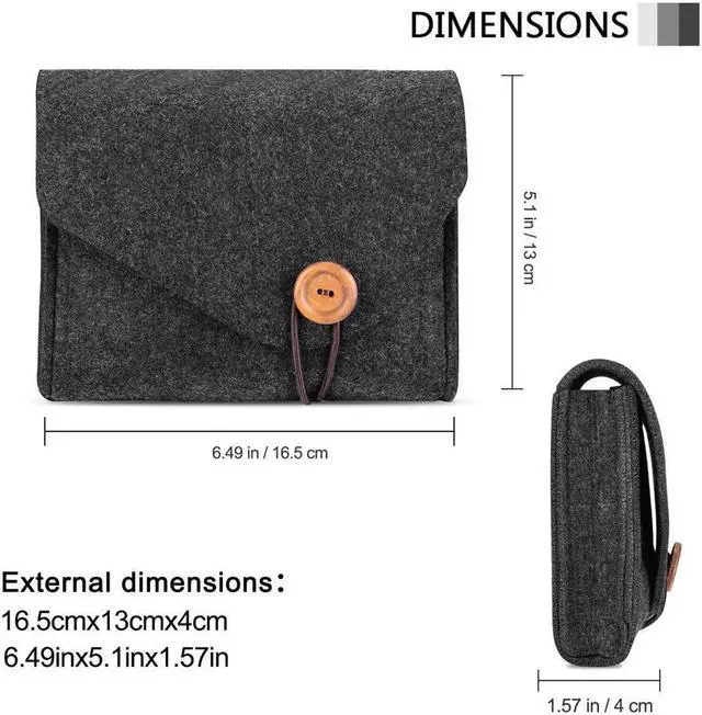 Alt view image 2 of 7 - BONAEVER For Macbook Power Adapter Case Storage Bag Felt Portable Electronics Accessories Organizer Pouch for MacBook Pro Air Laptop Power Supply Magic Mouse Charger Cable Hard Drive Power Bank