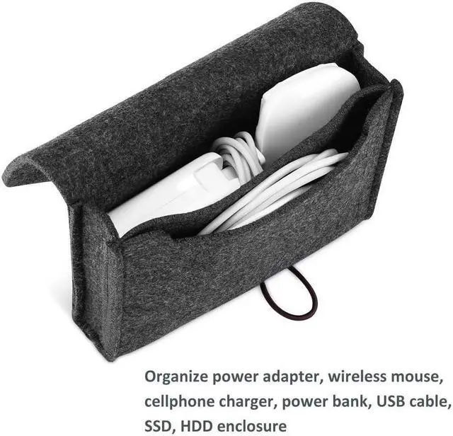 Alt view image 3 of 7 - BONAEVER For Macbook Power Adapter Case Storage Bag Felt Portable Electronics Accessories Organizer Pouch for MacBook Pro Air Laptop Power Supply Magic Mouse Charger Cable Hard Drive Power Bank