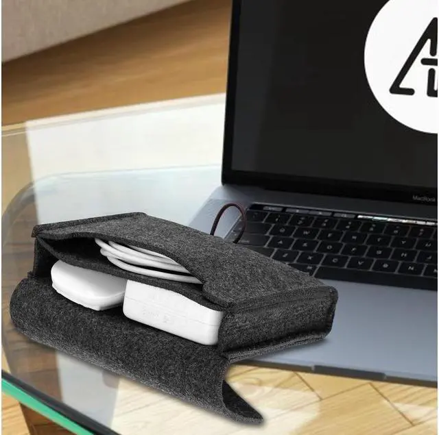 Alt view image 6 of 7 - BONAEVER For Macbook Power Adapter Case Storage Bag Felt Portable Electronics Accessories Organizer Pouch for MacBook Pro Air Laptop Power Supply Magic Mouse Charger Cable Hard Drive Power Bank