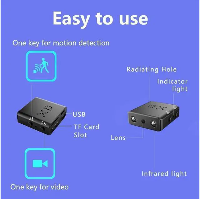 Alt view image 3 of 7 - BONAEVER Smalle Stand Hidden Spy Camera 1080P Mini Secret HD Conceal Nanny Video Recorder with Night Vision Motion Detection Tiny Compact Covert Security Camera for Home Office Car Dash Inside Spying