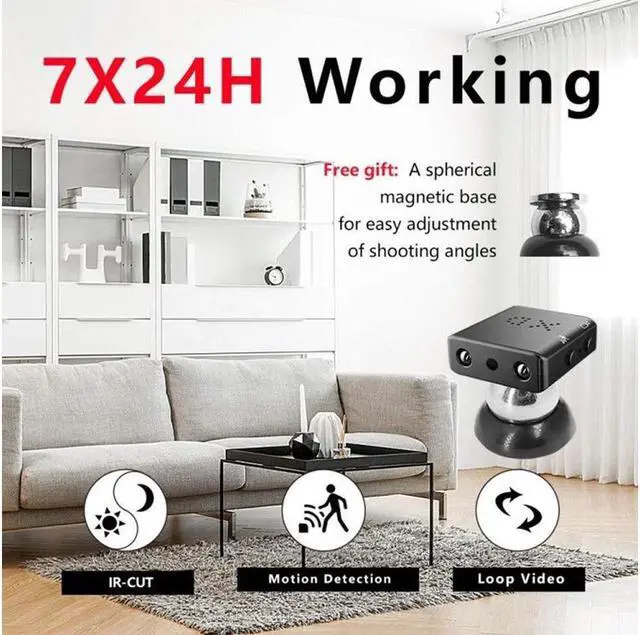 Alt view image 5 of 7 - BONAEVER Smalle Stand Hidden Spy Camera 1080P Mini Secret HD Conceal Nanny Video Recorder with Night Vision Motion Detection Tiny Compact Covert Security Camera for Home Office Car Dash Inside Spying