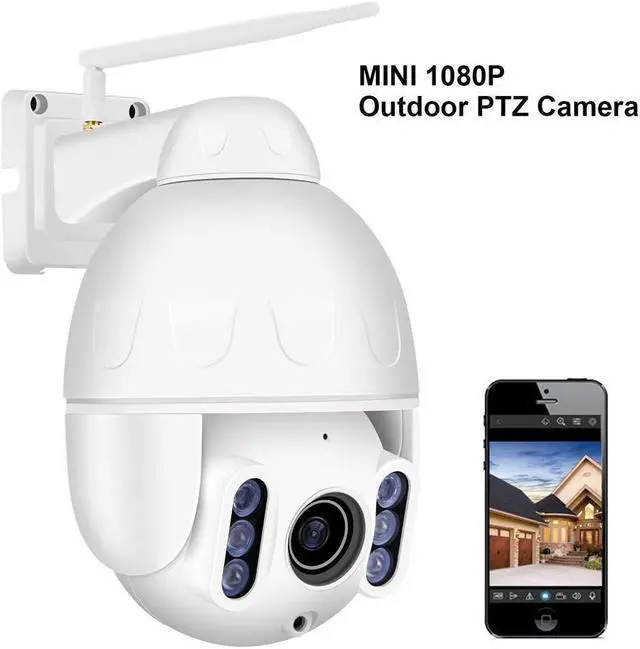 Main image of Mini 1080P Outdoor WiFi Security Camera 4X Optical PTZ Auto Focus 30m Night Vision 150° Viewing Angle External SD Card Slot IP65 Weatherproof