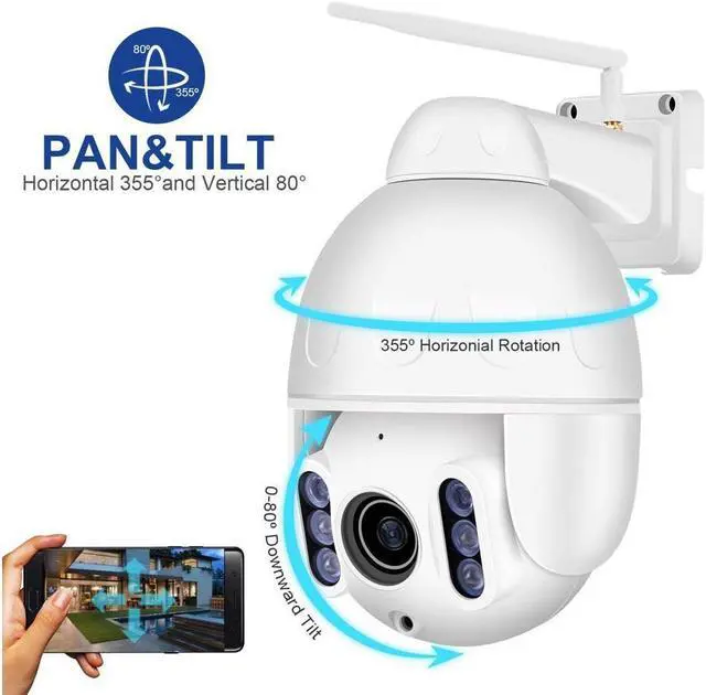 Alt view image 4 of 7 - Mini 1080P Outdoor WiFi Security Camera 4X Optical PTZ Auto Focus 30m Night Vision 150° Viewing Angle External SD Card Slot IP65 Weatherproof