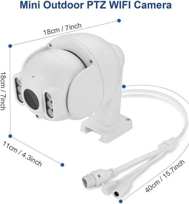 Alt view image 7 of 7 - Mini 1080P Outdoor WiFi Security Camera 4X Optical PTZ Auto Focus 30m Night Vision 150° Viewing Angle External SD Card Slot IP65 Weatherproof
