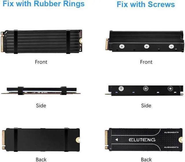 Alt view image 6 of 7 - BONAEVER M.2 2280 Heatsink for PS5 / PC Double-Sided Heat Sink Alloy Aluminum NGFF NVME Cooling Sink with 4 Thermal Conductivity Silicone Pads M.2 SSD Cooler Set for 2280 M.2 SSD