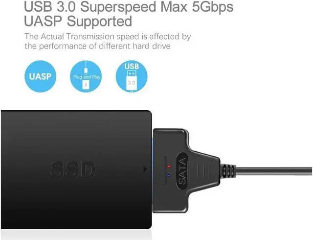 Alt view image 4 of 7 - BONAEVER USB 3.0 SATA Adapter 2.5 Inch SATA to USB 3.0 Cable 22 Pin 7+15 HDD / SSD Cord Support UASP Serial ATA III Compatible for 2.5 SATA Hard Drive (USB C to SATA)