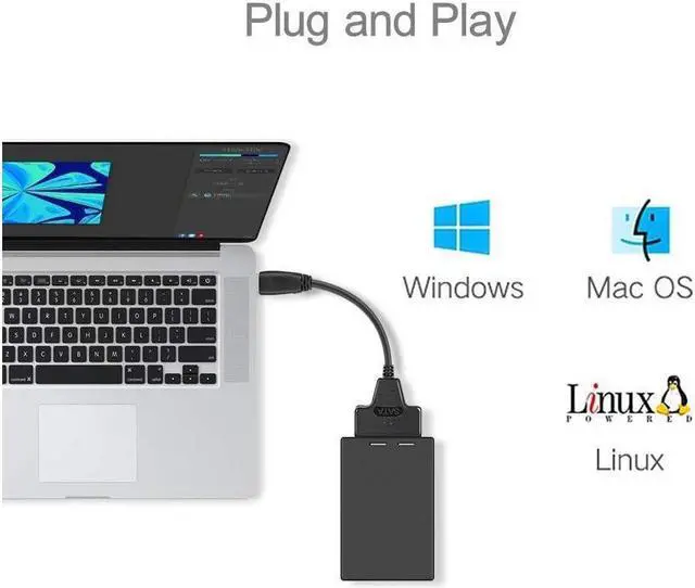 Alt view image 6 of 7 - BONAEVER USB 3.0 SATA Adapter 2.5 Inch SATA to USB 3.0 Cable 22 Pin 7+15 HDD / SSD Cord Support UASP Serial ATA III Compatible for 2.5 SATA Hard Drive (USB C to SATA)