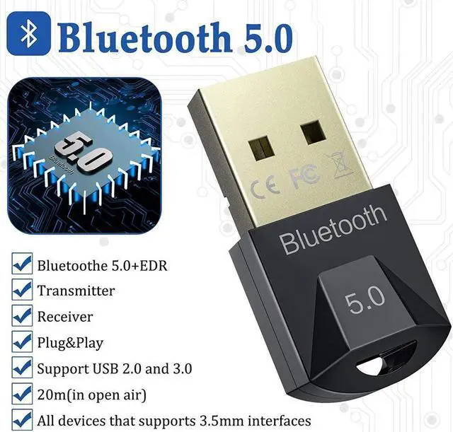 Alt view image 2 of 7 - USB Bluetooth Adapter,Encrypted Wireless Transmission,Mini Bluetooth 5.0 Applicable to Laptops, Desktop Computers, Mice, Keyboards, Headsets, Speakers, Printers,Windows 10/8.1/8/7