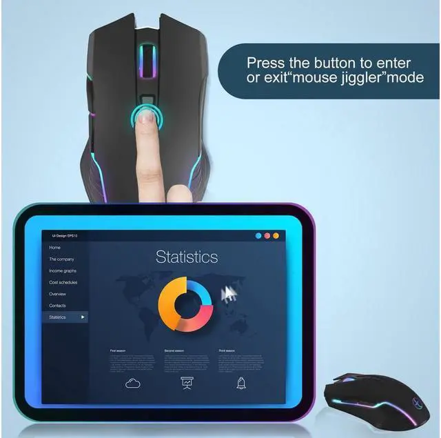 Alt view image 4 of 7 - BONAEVER Wireless Mouse LED Rechargeable USB Type-C Mouse for Macbook Laptop Computer Silent Click Jiggler Mouse 2.4G USB