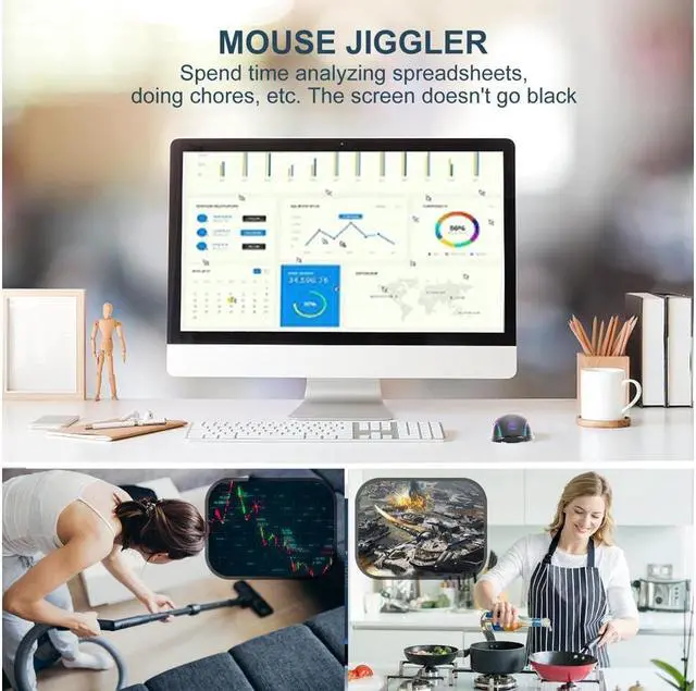 Alt view image 7 of 7 - BONAEVER Wireless Mouse LED Rechargeable USB Type-C Mouse for Macbook Laptop Computer Silent Click Jiggler Mouse 2.4G USB