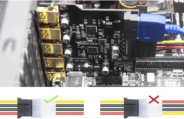 Alt view image 5 of 6 - PCI-E to USB 3.0 5-Port PCI Express Expansion Card 15-Pin Power Connector, Mini PCI-E USB 3.0 Hub Controller Adapter Internal 20-Pin Connector - Expand Another Two USB 3.0 Ports