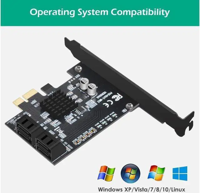 Alt view image 7 of 7 - BONAEVER 4 Ports SATA 6G PCI Express Controller Card PCI-Express PCI-e To SATA III / SATA 3.0 Converter Expansion Controller Card Dapter Support Low Profile Bracket SATA3.0