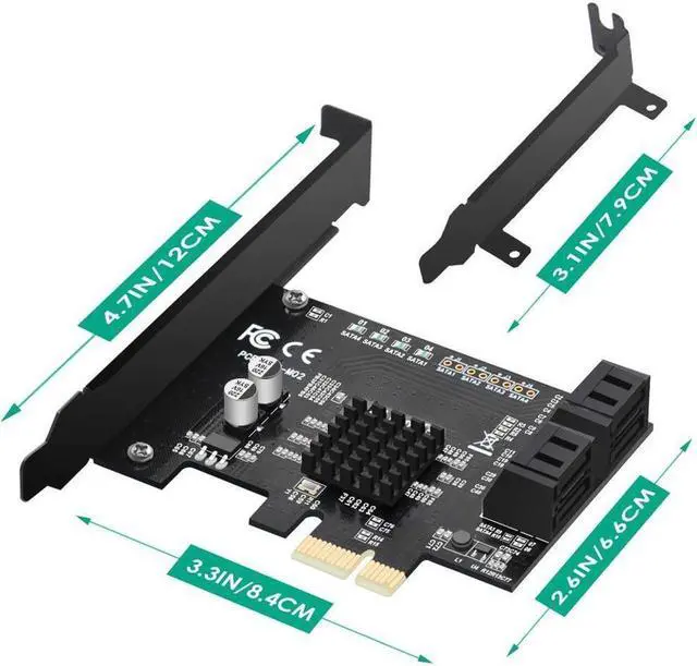 Alt view image 6 of 7 - BONAEVER 4 Ports SATA 6G PCI Express Controller Card PCI-Express PCI-e To SATA III / SATA 3.0 Converter Expansion Controller Card Dapter Support Low Profile Bracket SATA3.0