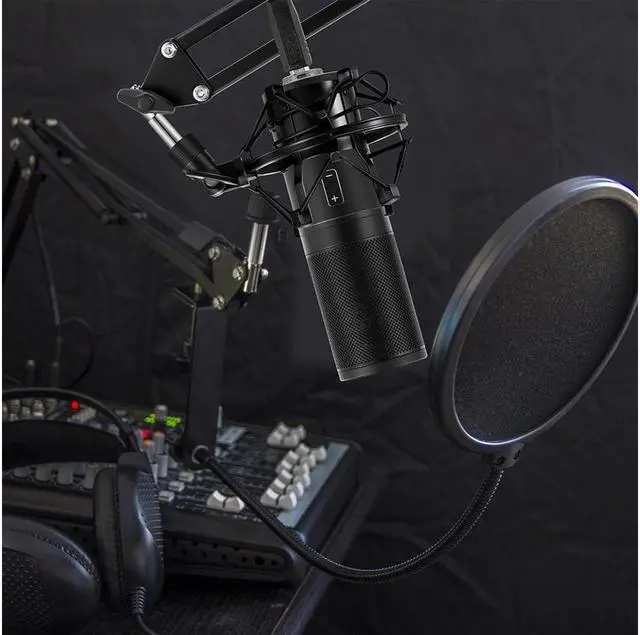 Alt view image 7 of 7 - BONAEVER Professional studio Broadca Standing & Recording Microphone Set PC Microphone Kit with Shock Mount for PC studio Recording Podca Standing Youtube Karaoke