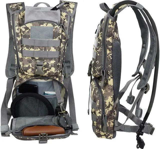 Alt view image 2 of 7 - BONAEVER Tactical Molle Hydration Pack Backpack with 3L TPU Water Bladder Military Daypack for Cycling Hiking Running Climbing Hunting Biking Tan