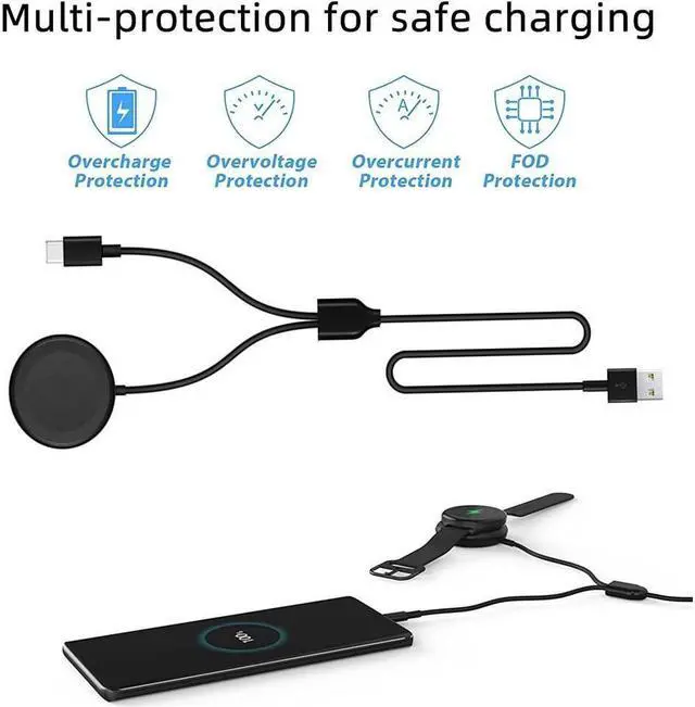 Alt view image 2 of 7 - BONAEVER 2 in 1 Galaxy Watch 5/5 Pro Charger For Samsung Galaxy Watch 5/5 Pro/4/3/Active2/Active Wireless Charger Dock Galaxy S22/S21/S20/S10/Note 20/10/9