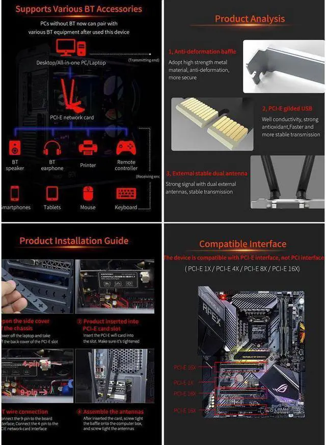 Alt view image 6 of 7 - BONAEVER WiFi Card Intel 7265 AC PCI-E WiFi Card 1200Mbps 802.11 Dual-B Network Card with MU MIMOOFDMA Supports Windows 7/8/8.1/10/11