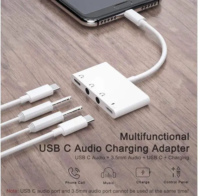 Alt view image 2 of 7 - BONAEVER USB Type C to 3.5mm Female Headphone Jack Adapter with Charging For Samsung Galaxy S22 S21 S20/Ultra Note 10 iPad Pro MacBook Pixel