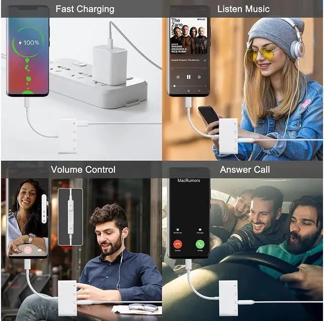 Alt view image 6 of 7 - BONAEVER USB Type C to 3.5mm Female Headphone Jack Adapter with Charging For Samsung Galaxy S22 S21 S20/Ultra Note 10 iPad Pro MacBook Pixel