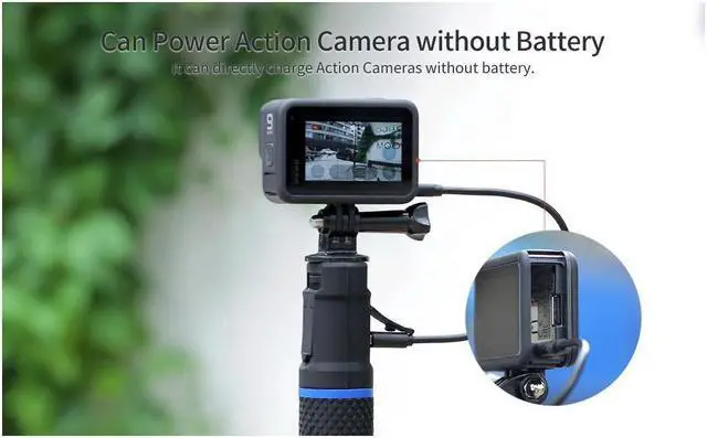 Alt view image 4 of 7 - BONAEVER 10000mAh Power Bank Grip Portable Tripod for PD/QC Battery Charging for DSLR Action Camera GoPro Hero 11/10/9/8/7/6/5 In Standa360YI Sport Camera DJI OSMO