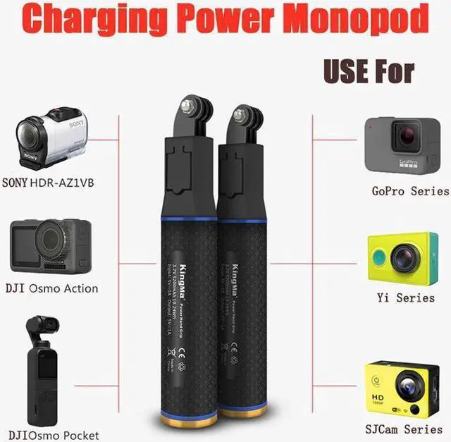 Alt view image 3 of 7 - BONAEVER Clutch Battery Handle Grip 5200mAh Power Standick Camera Vlog H grip Extension Power Bank Backup Charging Battery for iPhone GoPro HERO MAX In Standa360 ONE