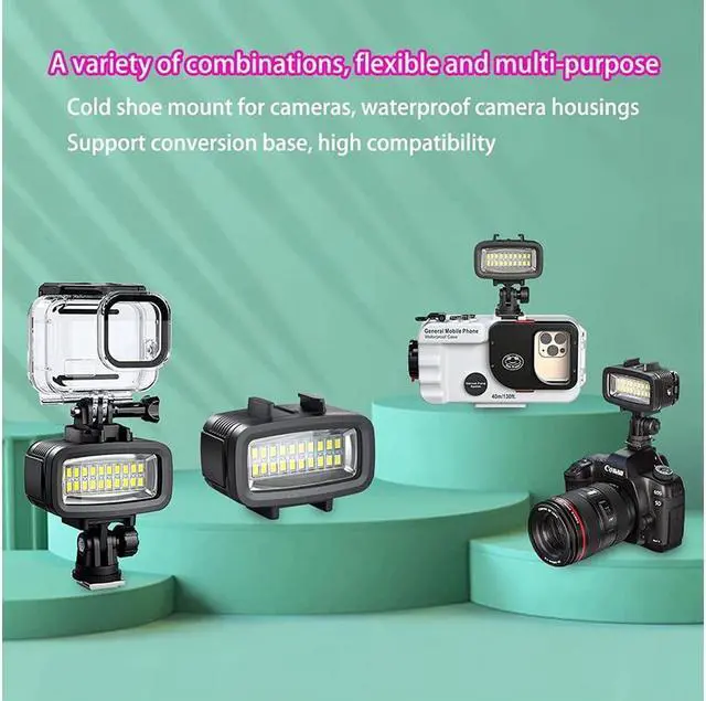 Alt view image 5 of 7 - BONAEVER Diving Video Light Waterproof 40M with Hot Shoe Adapter 3 Color Filters Led Camera Fill Lights Underwater Photography Lighting For Gopro Nikon Sony