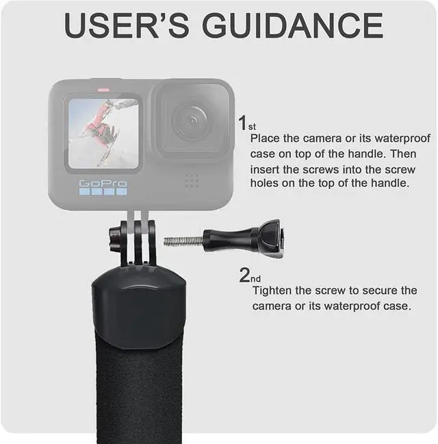 Alt view image 3 of 6 - BONAEVER Waterproof Monopod Floating H Grip for GoPro Hero 11/10/9/8/7/6/5/4/3 Session DJI Osmo Other Cameras Snorkeling Underwater Diving Selfie Pole Standick