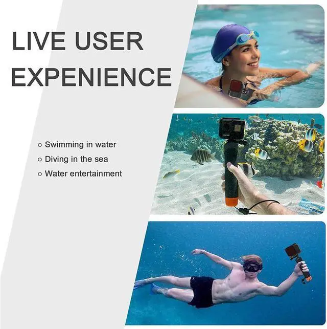 Alt view image 4 of 6 - BONAEVER Waterproof Monopod Floating H Grip for GoPro Hero 11/10/9/8/7/6/5/4/3 Session DJI Osmo Other Cameras Snorkeling Underwater Diving Selfie Pole Standick