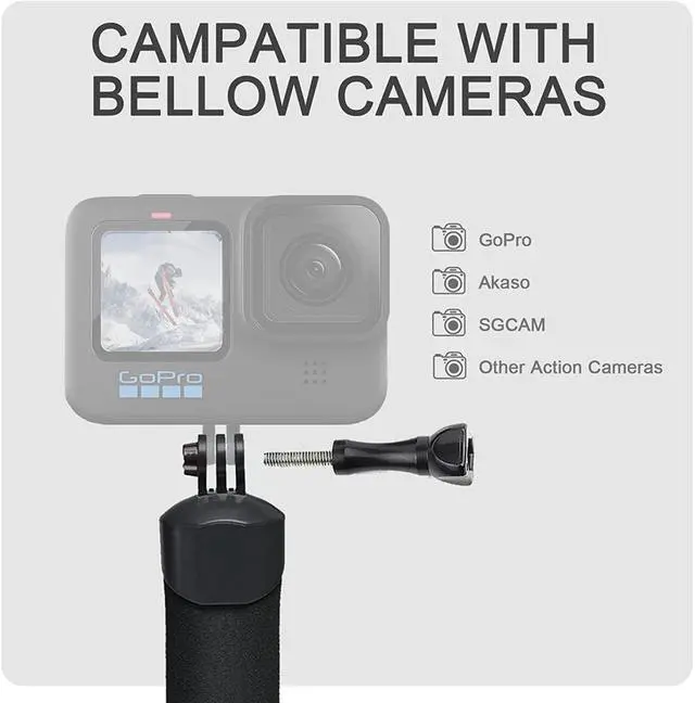 Alt view image 5 of 6 - BONAEVER Waterproof Monopod Floating H Grip for GoPro Hero 11/10/9/8/7/6/5/4/3 Session DJI Osmo Other Cameras Snorkeling Underwater Diving Selfie Pole Standick