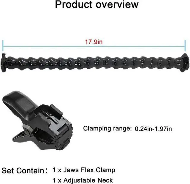 Alt view image 6 of 7 - BONAEVER Jaws Flex Clamp Mount with Adjustable Gooseneck 19-Section Compatible with Go Pro Hero 1110. 9 8 7 6 5 4 Session 3+ 3 2 1 Max Fusion DJI Osmo
