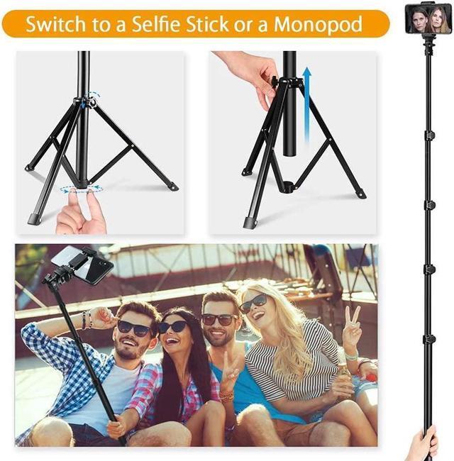Alt view image 2 of 7 - BONAEVER 64-inch Selfie Standick Tripod Extendable Phone Tripod for Cell Phone Go Pro Compatible with iPhone Android Phone
