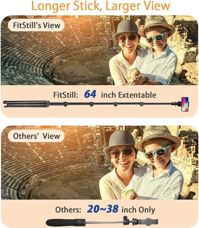 Alt view image 6 of 7 - BONAEVER 64-inch Selfie Standick Tripod Extendable Phone Tripod for Cell Phone Go Pro Compatible with iPhone Android Phone