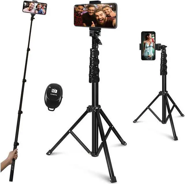 Main image of BONAEVER 64-inch Selfie Standick Tripod Extendable Phone Tripod for Cell Phone Go Pro Compatible with iPhone Android Phone