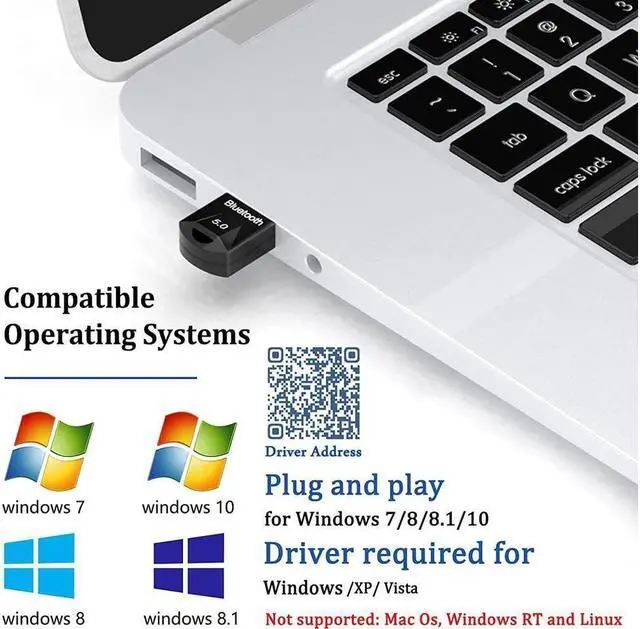Alt view image 3 of 7 - USB Bluetooth Adapter,Encrypted Wireless Transmission,Mini Bluetooth 5.0 Applicable to Laptops, Desktop Computers, Mice, Keyboards, Headsets, Speakers, Printers,Windows 10/8.1/8/7