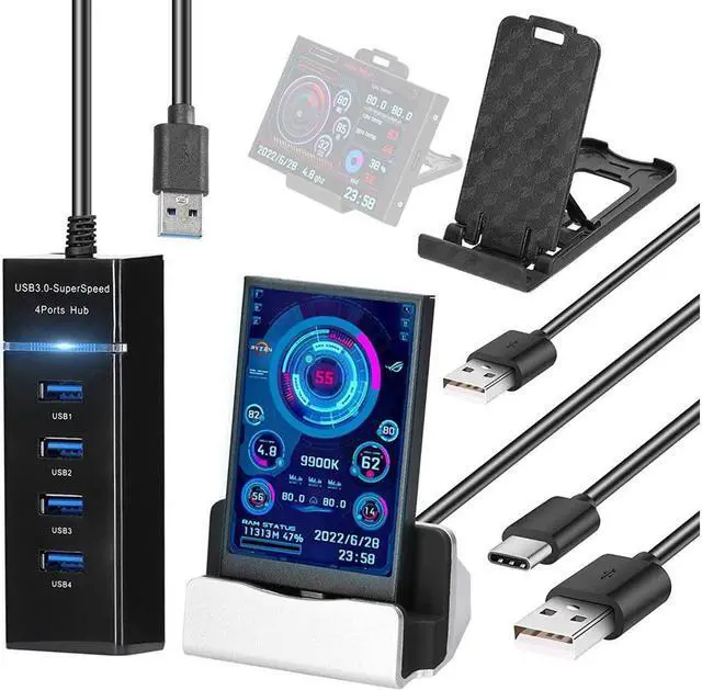 Main image of BONAEVER 3.5 Inch IPS Display Screen USB Secondary Screen Computers CPU GPU RAM HDD Monitor Time Date Display Horizontal Vertical Screen Switch