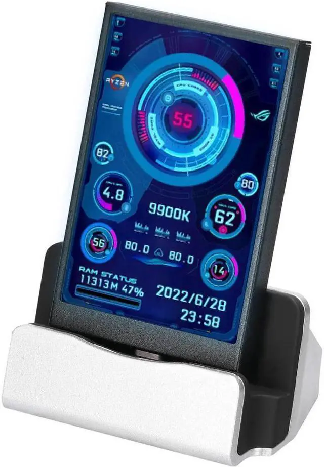 Alt view image 7 of 7 - BONAEVER 3.5 Inch IPS Display Screen USB Secondary Screen Computers CPU GPU RAM HDD Monitor Time Date Display Horizontal Vertical Screen Switch