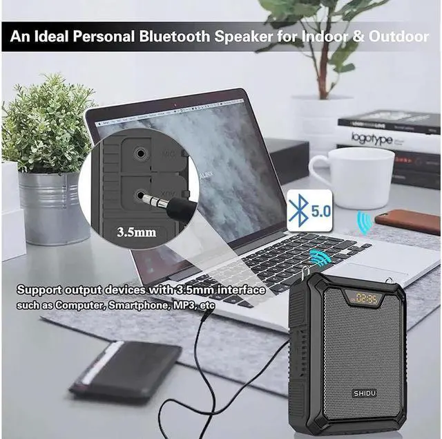 Alt view image 5 of 6 - BONAEVER Voice Amplifier Portable Speaker with Wired Microphone 25W Rechargeable Waterproof IPX6 Bluetooth 5.0 Mini Pa Systerm for Teachers Training