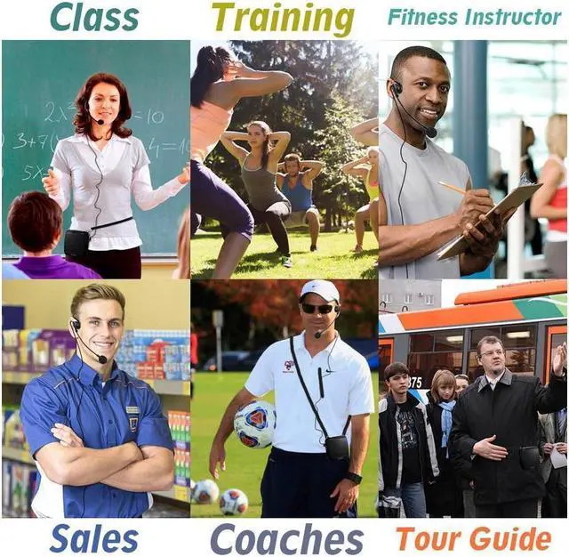 Alt view image 7 of 7 - BONAEVER Portable Voice Amplifier 18WMini Voice Amplifier with Wired Microphone Headset Rechargeable Portable Microphone Speaker PA Systerm